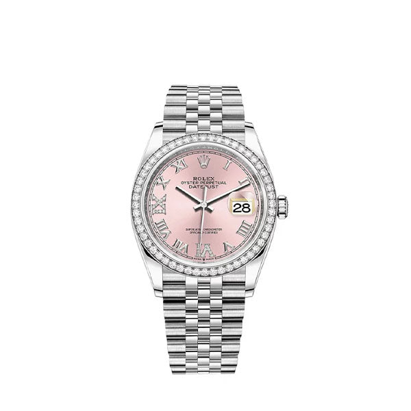 Datejust Pink Roman Numeral Dial Diamond Bezel 36mm 126284RBR