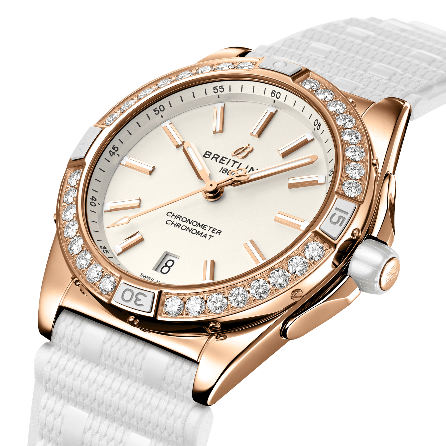 Breitling Super Chronomat Automatic 38 Origins, Small scale traceable 18k Red Gold, 32 lab-grown diamonds, Ref# R17356531G1S1, Unworn 2024