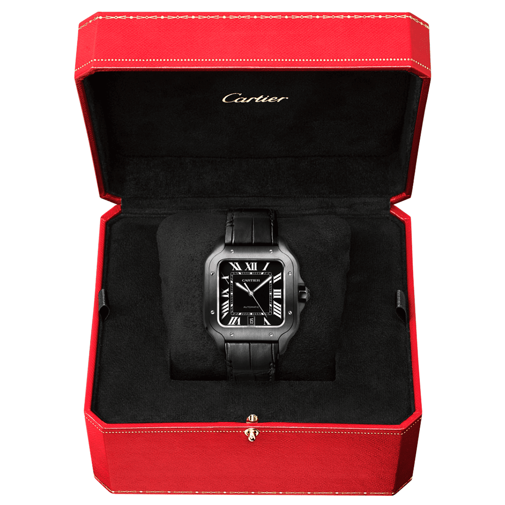 Santos de Cartier Large ADLC Black Dial & Strap Men’s Automatic Watch