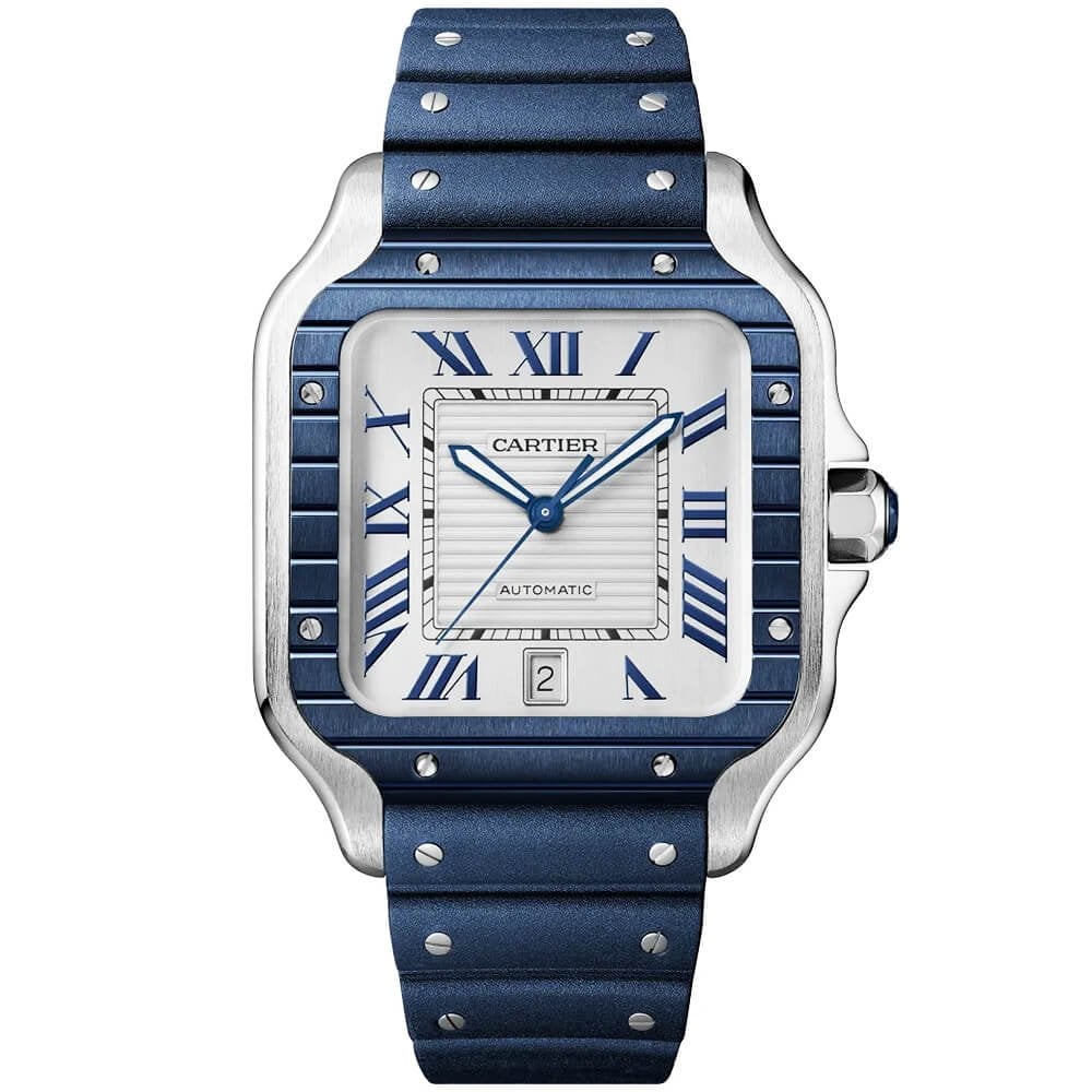 Santos de Cartier Large Steel & Silver/Blue Dial Men’s Automatic Watch