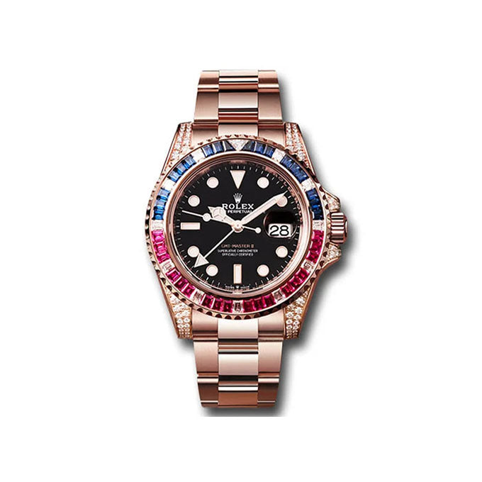 GMT Master II 126755SARU 40mm 18kt Steel Automatic Diamond Black Dial