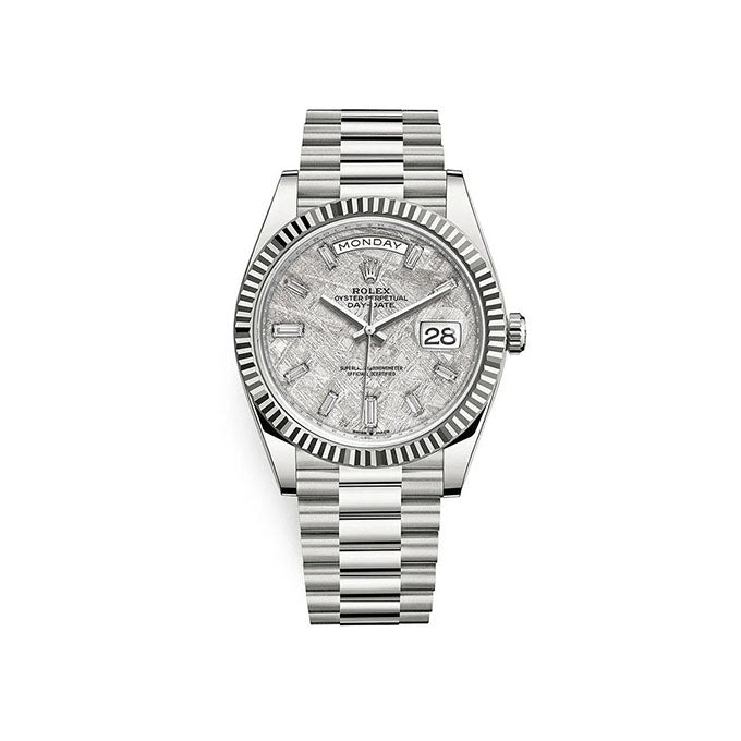 Day-Date 40 Presidential 228239 Fluted Bezel Baguette Diamond Meteorite Dial