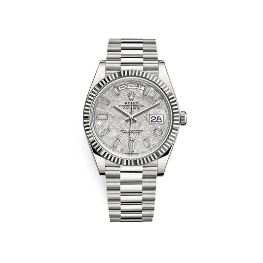 Day-Date 40 Presidential 228239 Fluted Bezel Baguette Diamond Meteorite Dial