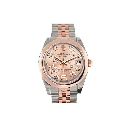 Datejust 31 Pink Raised Floral Motif Dial 18K Rose Gold Two Tone Jubilee Ladies Watch 178241