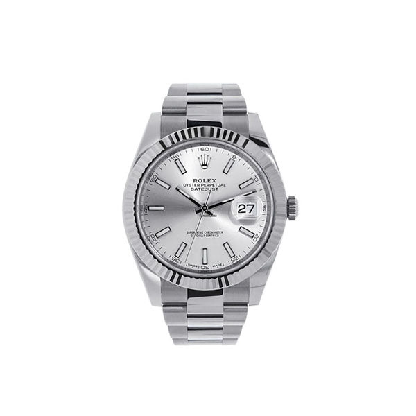 Datejust II Stainless Steel White Gold Silver Index Dial Watch 116334