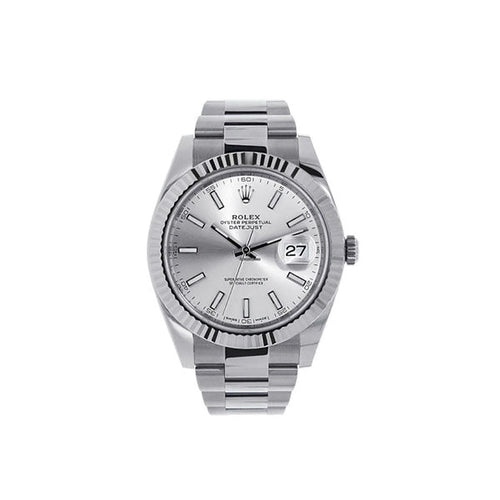 Datejust II Stainless Steel White Gold Silver Index Dial Watch 116334