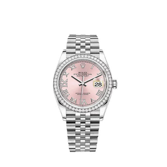 Datejust Pink Roman Numeral Dial Diamond Bezel 36mm 126284RBR