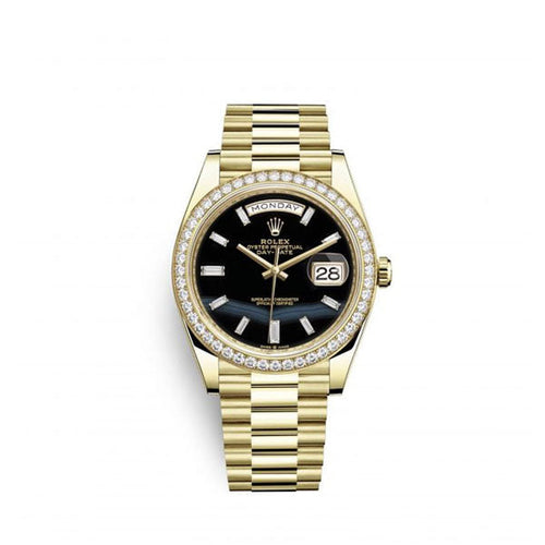 Day-Date 40 Presidential 228348 Diamond Bezel Baguette Diamond Black Dial