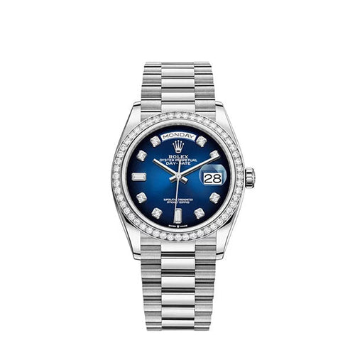Day-Date Blue Ombre Diamond Dial Diamond Bezel 36mm 128349RBR