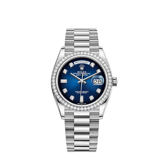 Day-Date Blue Ombre Diamond Dial Diamond Bezel 36mm 128349RBR