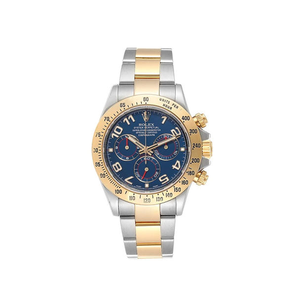 Daytona Steel Yellow Gold Blue Racing Dial Mens Watch 116523