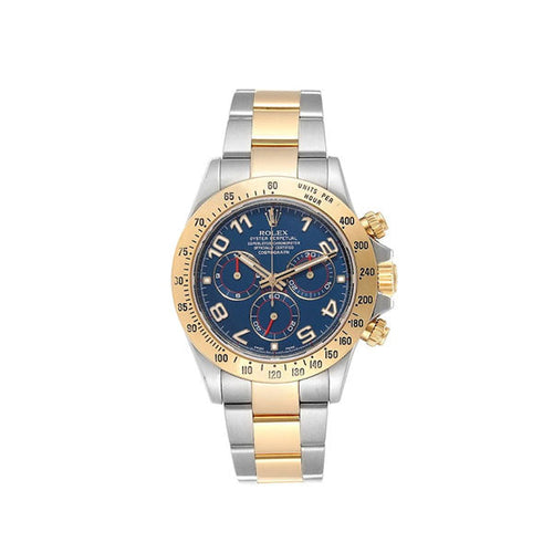 Daytona Steel Yellow Gold Blue Racing Dial Mens Watch 116523