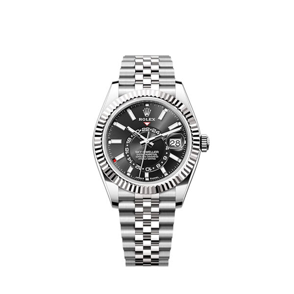 Sky-Dweller, 40mm, Oystersteel and 18k White Gold, Black, Jubilee, Ref# 336934-0008