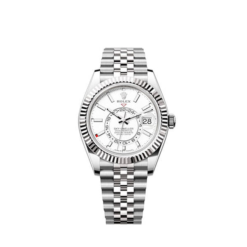 Sky-Dweller, 42mm, Oystersteel and 18k White Gold, White, Jubilee, Ref# 336934-0004