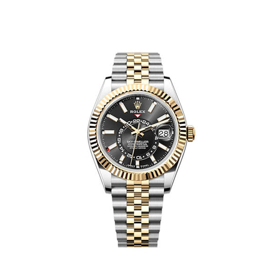 Sky-Dweller, 42mm, Oystersteel and 18k Yellow Gold, Black, Jubilee, Ref# 336933-0004