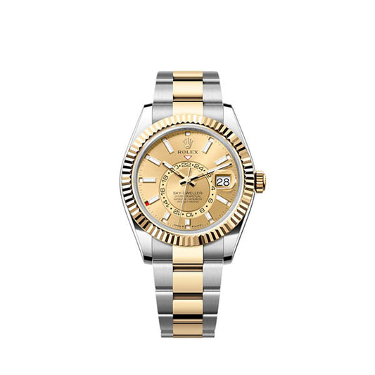 Sky-Dweller, 42mm, Oystersteel and 18k Yellow Gold, Champagne, Oyster, Ref# 336933-0001