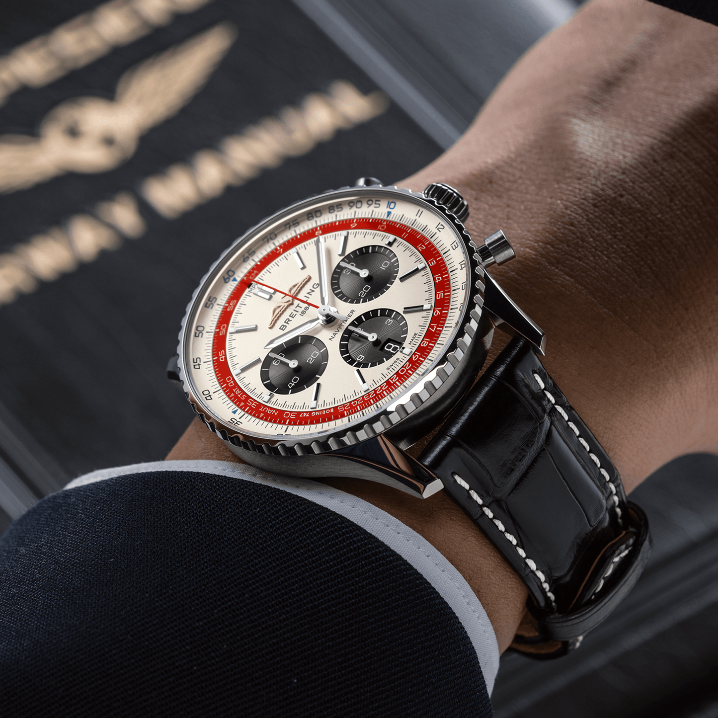 Breitling Navitimer B01 Chronograph 43 Boeing 747, Stainless steel, Ref# AB01383B1G1P1, Unworn 2024