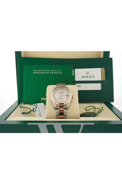 Datejust 31 White Mother of PeaRoman Large VI set with Diamond Dial Diamond Bezel 18K Rose Gold Two Tone Ladies Watch 178341