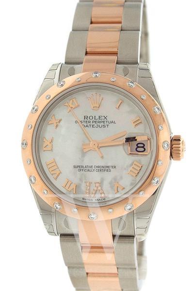 Datejust 31 White Mother of PeaRoman Large VI set with Diamond Dial Diamond Bezel 18K Rose Gold Two Tone Ladies Watch 178341