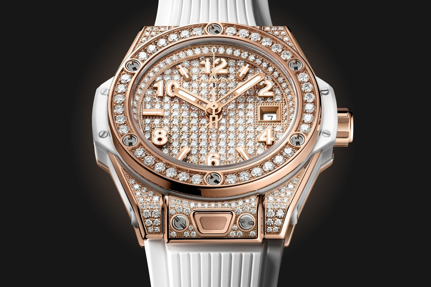 Hublot Big Bang ONE CLICK KING GOLD WHITE FULL PAVÃ‰ Ref# 485.OE.9000.RW.1604