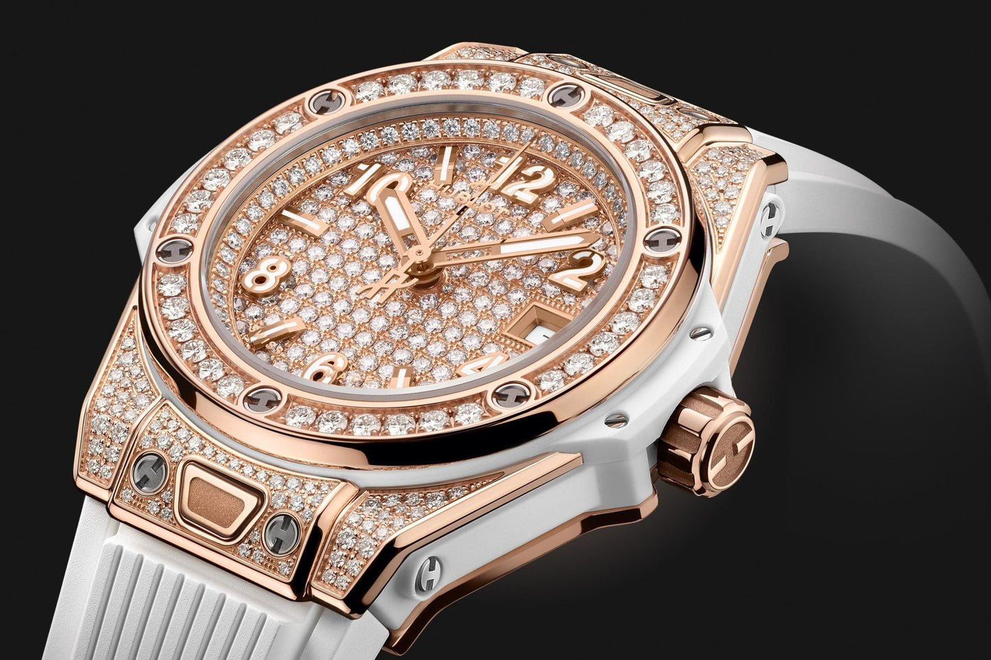 Hublot Big Bang ONE CLICK KING GOLD WHITE FULL PAVÃ‰ Ref# 485.OE.9000.RW.1604