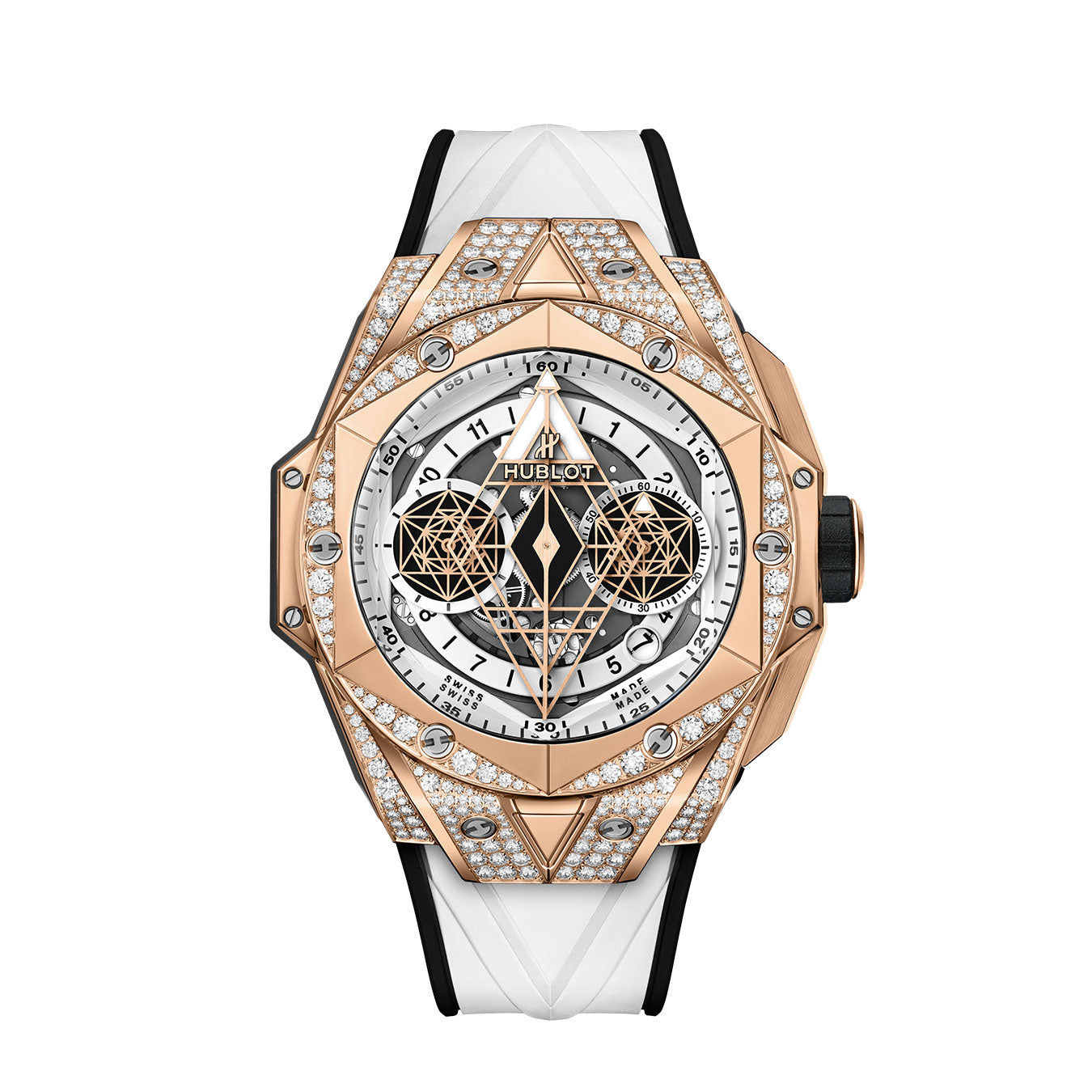 Hublot Big Bang Sang Bleu II King Gold White Pavé, Ref# 418.OX.2001.RX.1604.MXM20