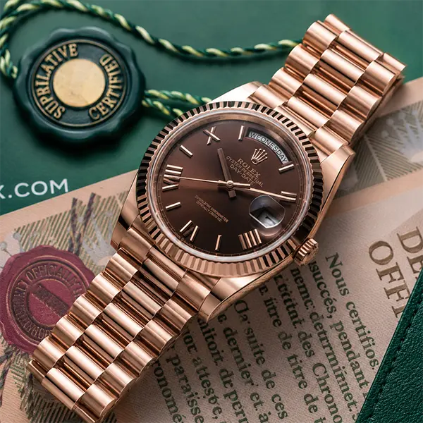 Day-Date 40 Everose Gold Chocolate Roman Numeral Dial – Ref. 228235-0002