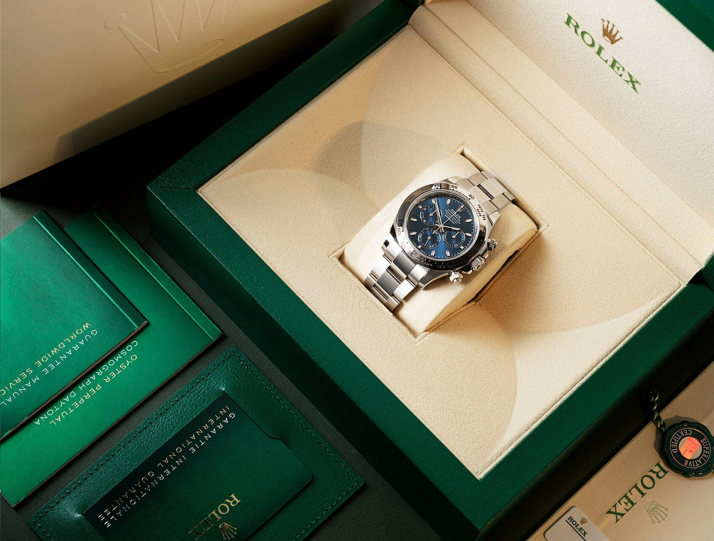 COSMOGRAPH DAYTONA WHITE GOLD BLUE DIAL 116509