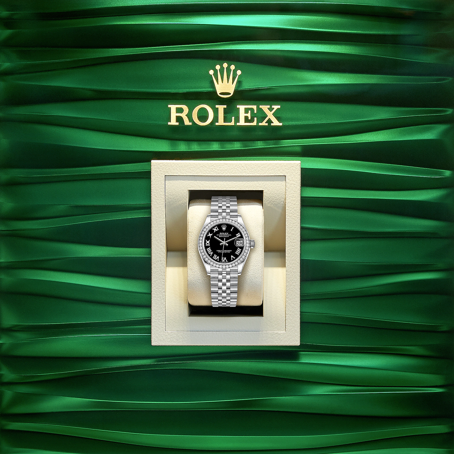 Datejust 31, Oystersteel, 18kt White Gold and diamonds, Ref# 278384RBR-0002