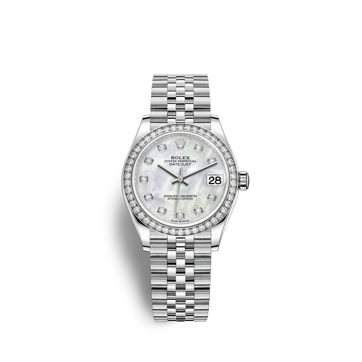 Datejust 31, Oystersteel, 18kt White Gold and diamonds, Ref# 278384RBR-0008