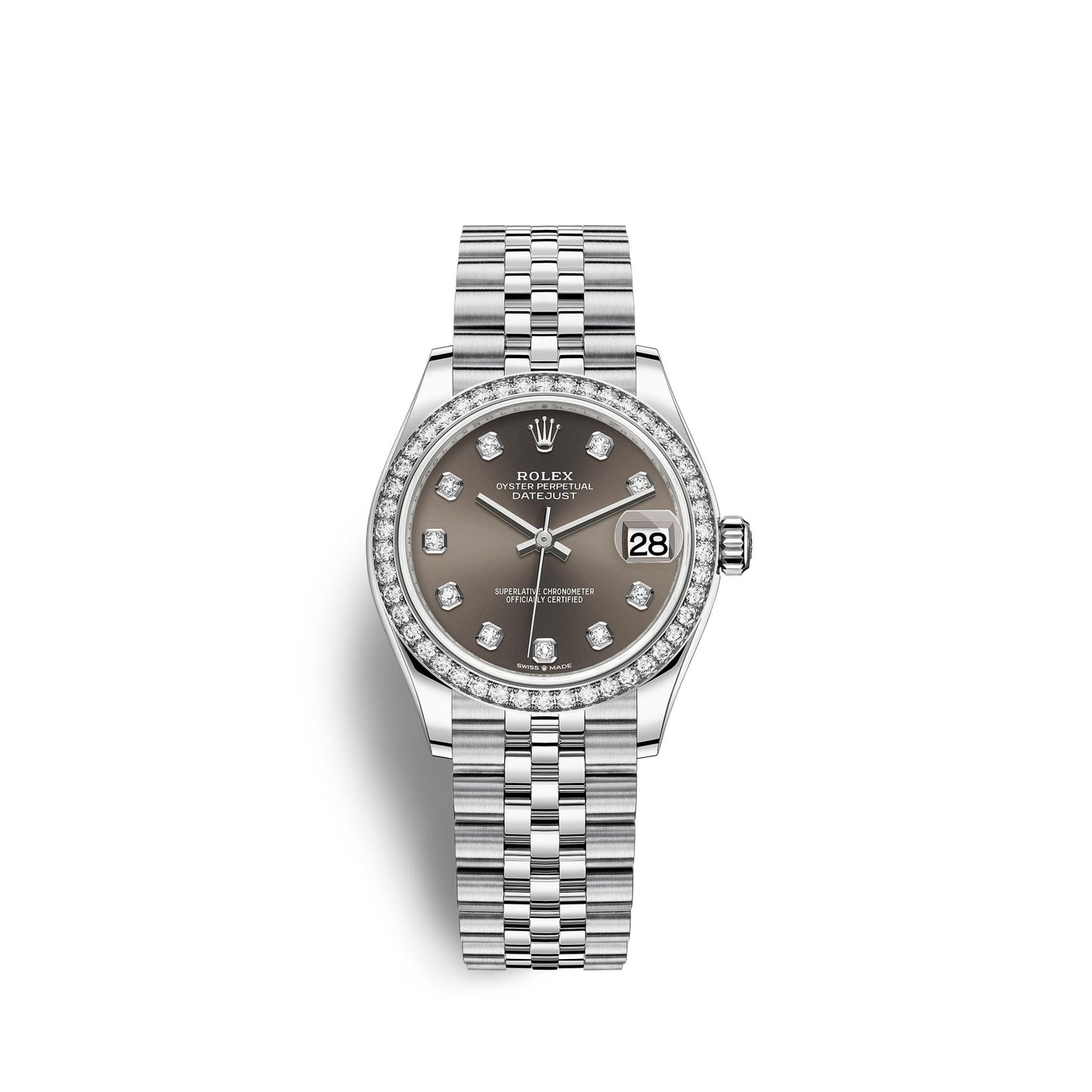 Datejust 31, Oystersteel, 18kt White Gold and diamonds, Ref# 278384RBR-0010