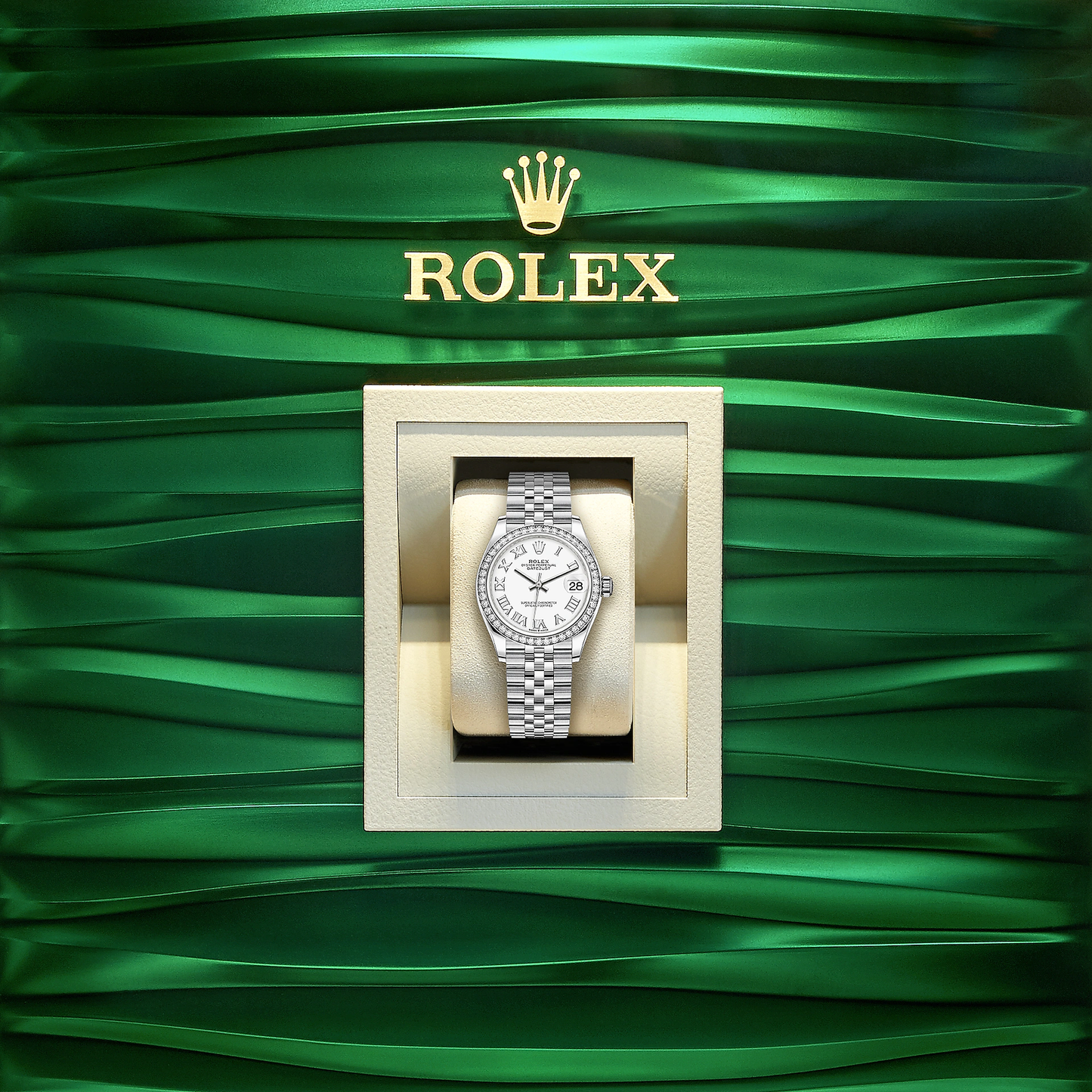 Datejust 31, Oystersteel, 18kt White Gold and diamonds, Ref# 278384RBR-0014