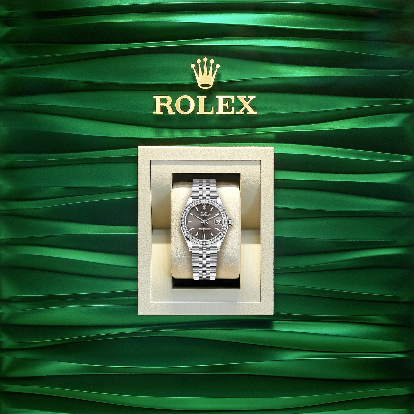 Datejust 31, Oystersteel, 18kt White Gold and diamonds, Ref# 278384RBR-0020