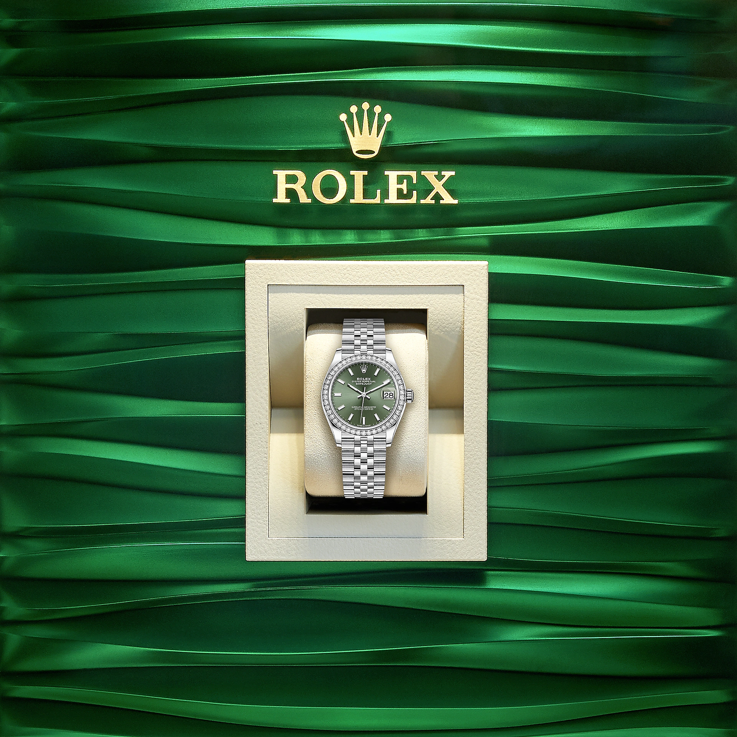Datejust 31, Oystersteel, 18kt White Gold and diamonds, Ref# 278384RBR-0022