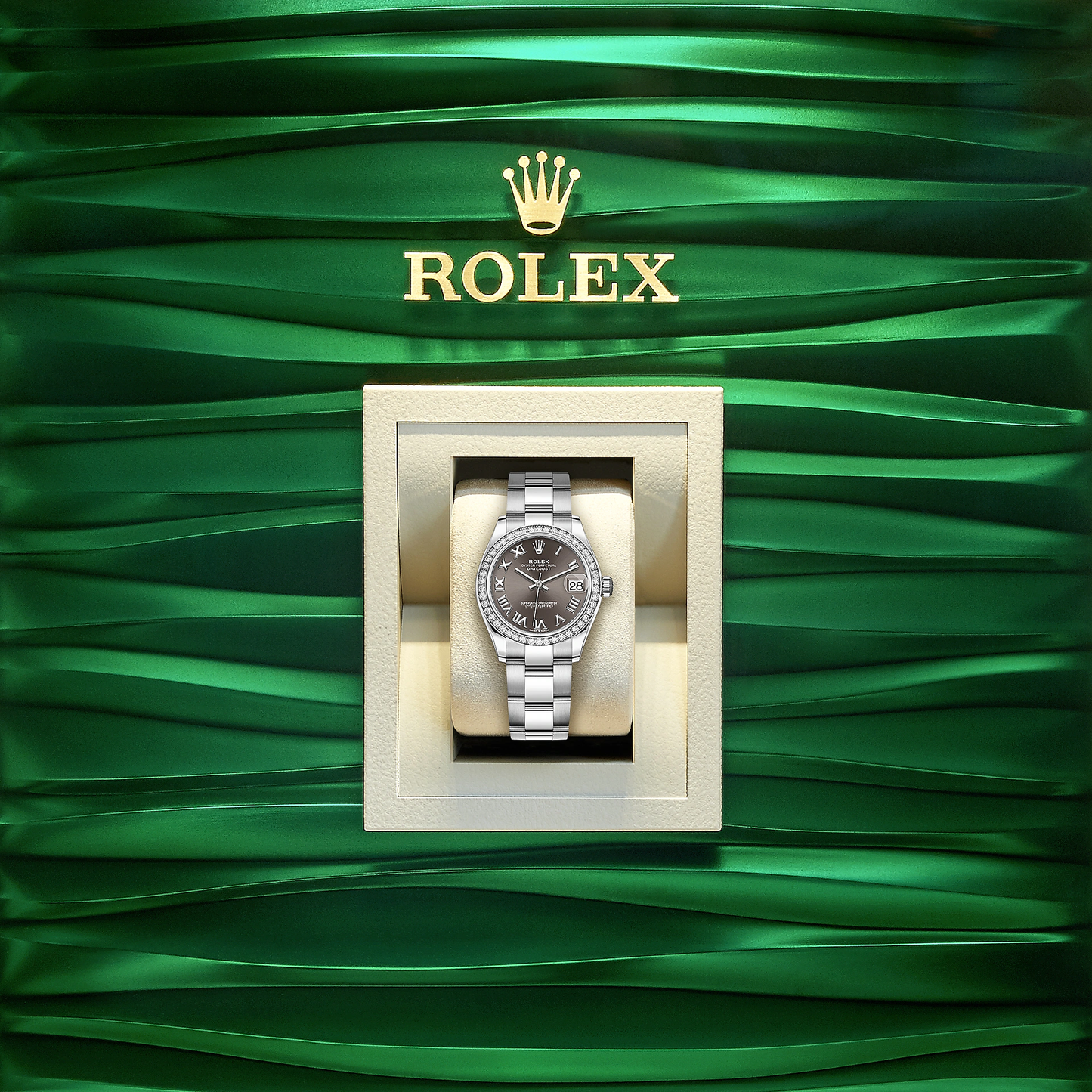 Datejust 31, Oystersteel, 18kt White Gold and diamonds, Ref# 278384RBR-0025