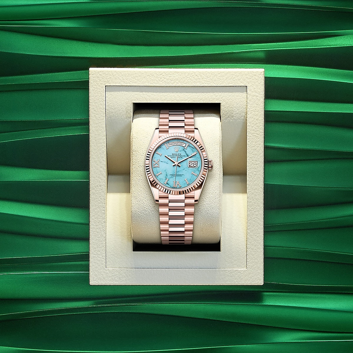 Day-Date 36, 18k Everose Gold with Diamond-set, 36mm, Ref# 128235-0064