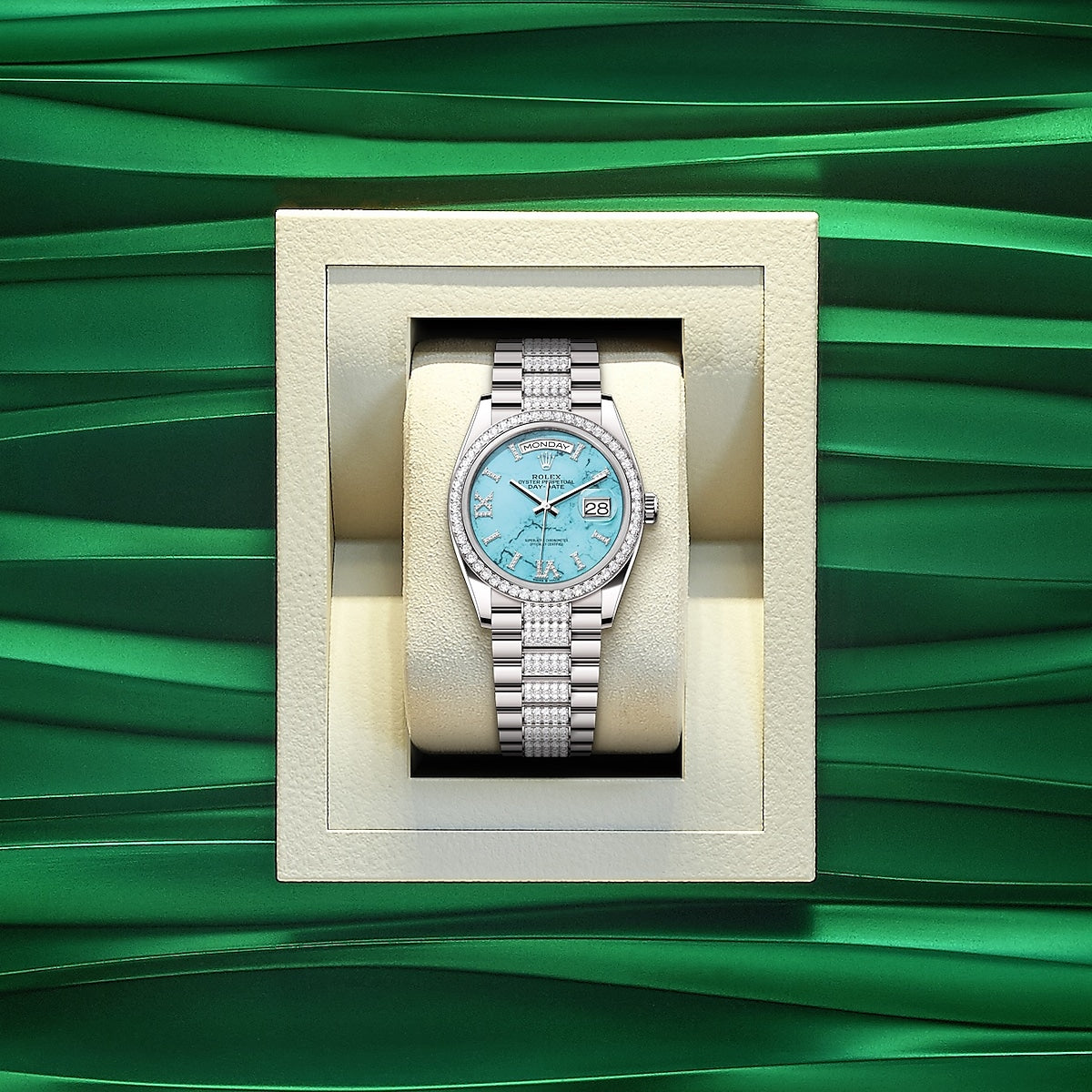 Day-Date 36, 18k White Gold with Diamond-set, 36mm, Ref# 128349rbr-0032