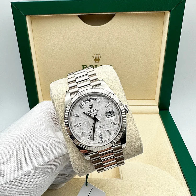Day-Date 40 Presidential 228239 Fluted Bezel Baguette Diamond Meteorite Dial