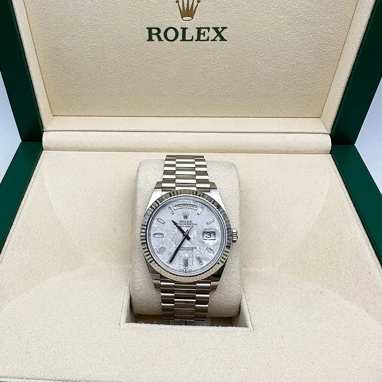 Day-Date 40 Presidential 228239 Fluted Bezel Baguette Diamond Meteorite Dial