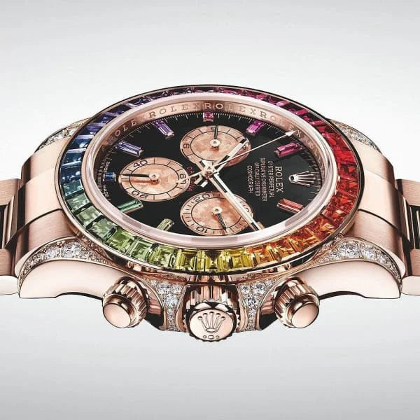 Daytona Rainbow 116595RBOW: Black Dial, Diamond Bezel, Oyster Bracelet, Rose Gold Watch