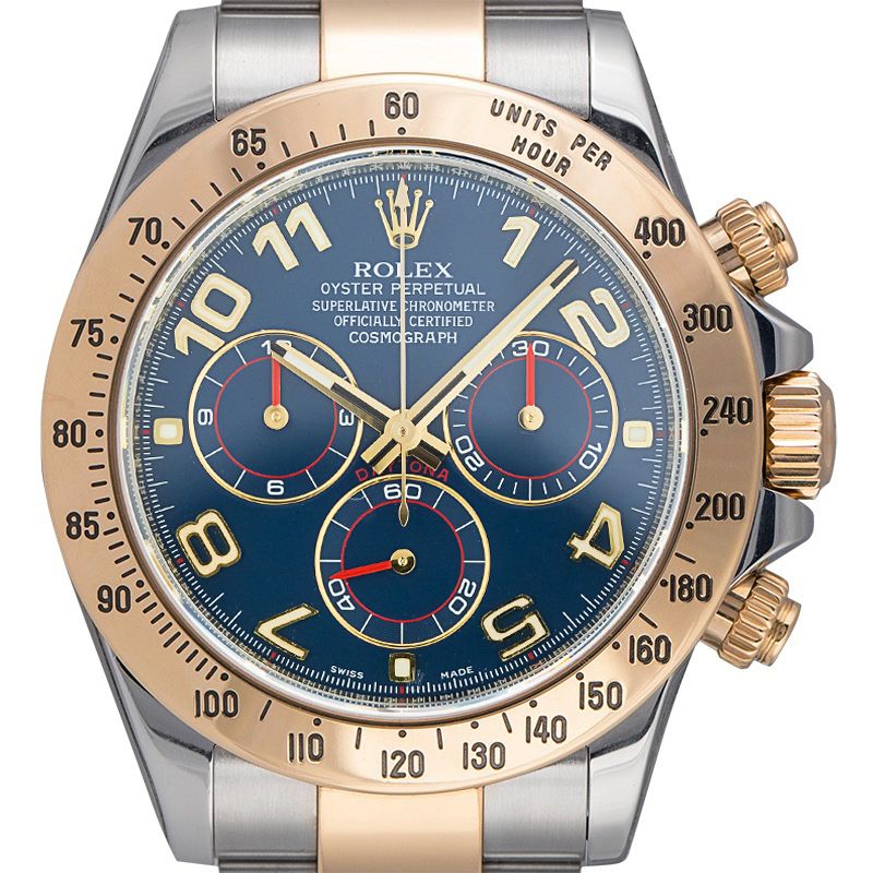 Daytona Steel Yellow Gold Blue Racing Dial Mens Watch 116523