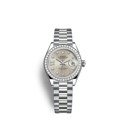 Lady-Datejust 28mm, 18k White Gold, Ref# 279139rbr-0003
