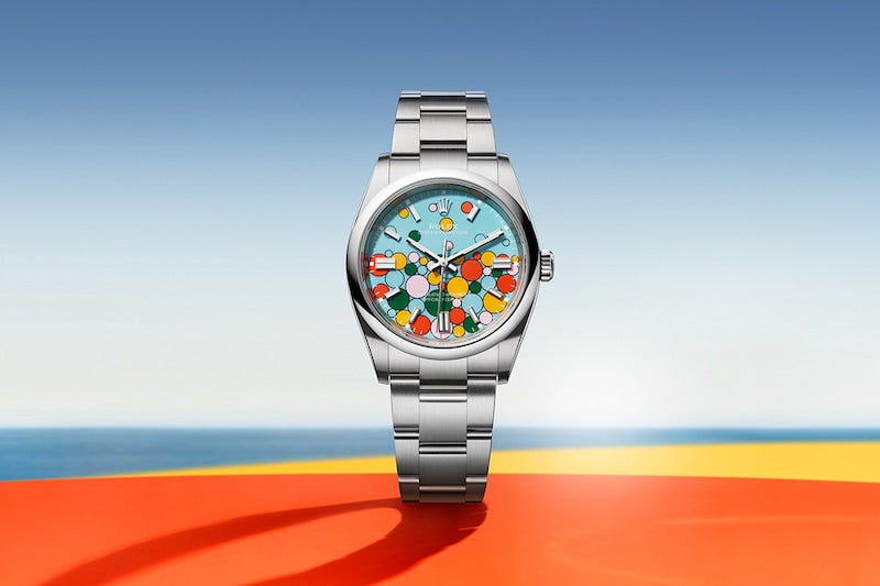 Oyster Perpetual 41, Oystersteel, 41mm, Turquoise Celebration Motif Dial, Ref# 124300-0008