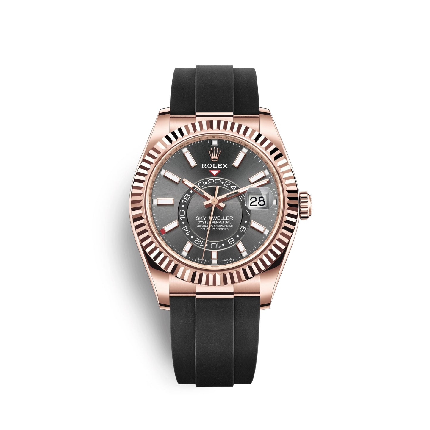 Sky-Dweller 42mm, 18k Everose Gold, Oysterflex, Ref# 326235-0006
