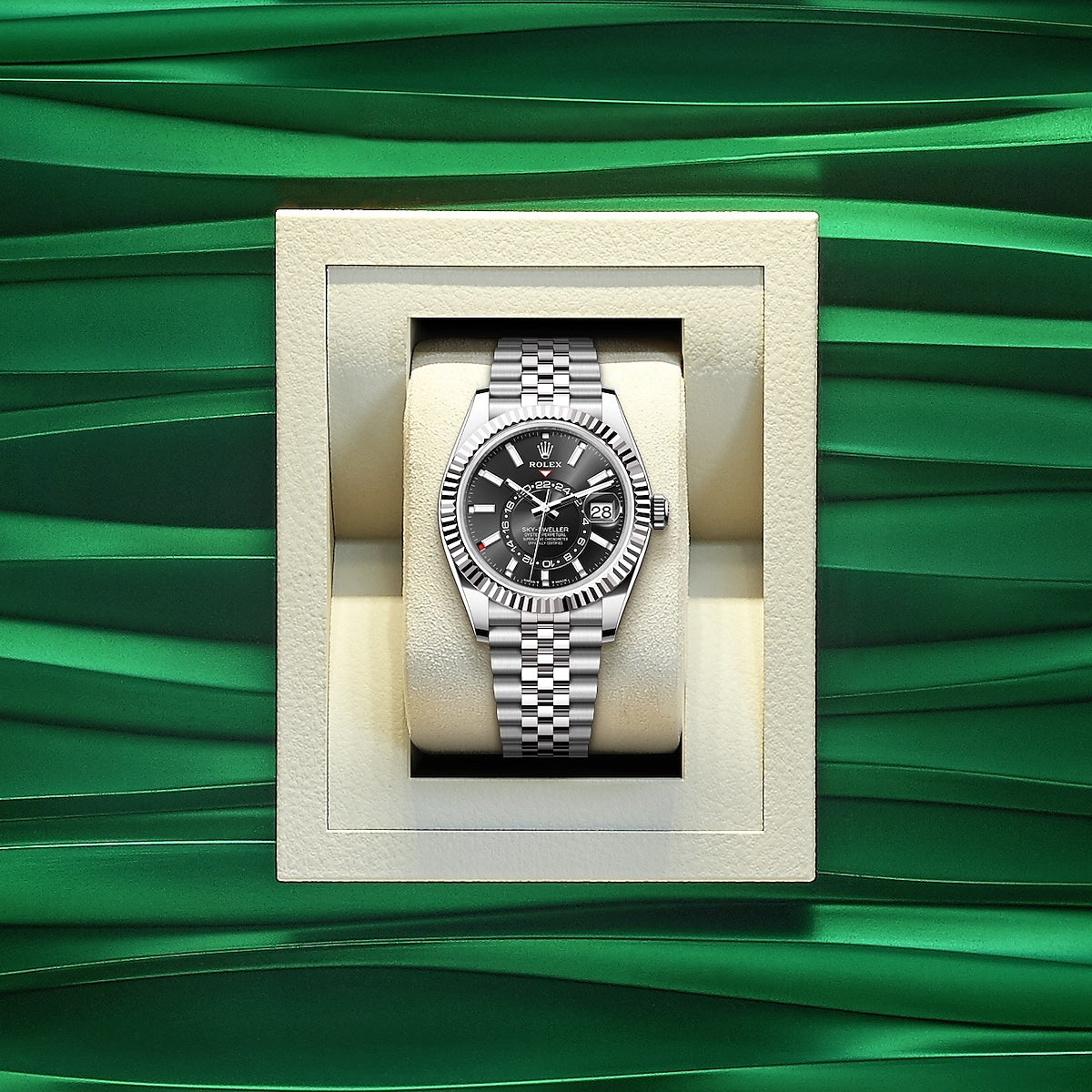 Sky-Dweller, 40mm, Oystersteel and 18k White Gold, Black, Jubilee, Ref# 336934-0008