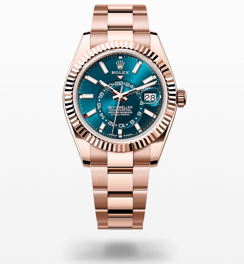 Sky-Dweller Everose Gold Blue-Green Turquoise Men’s Watch