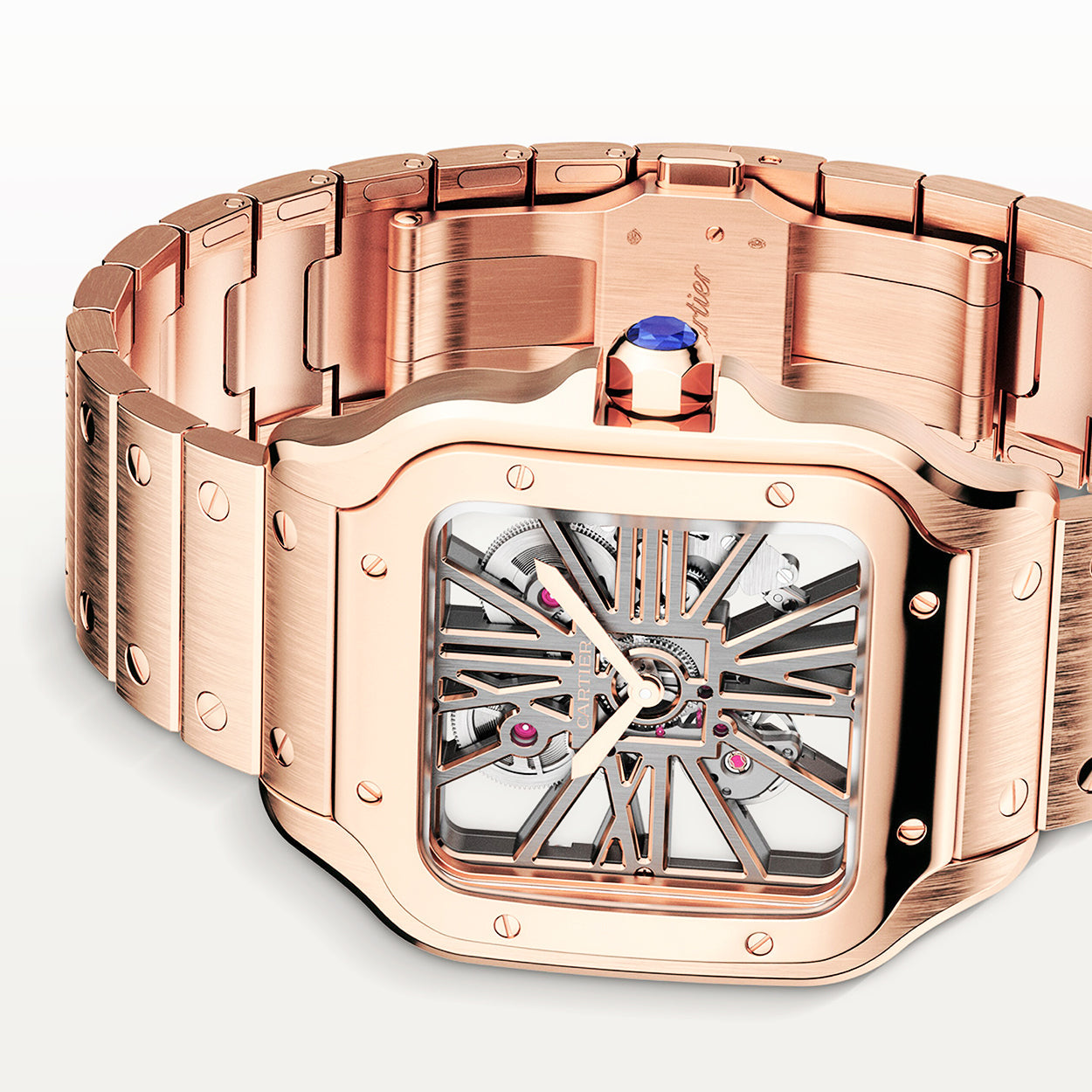 Santos de Cartier Large 18ct Rose Gold Men’s Skeleton Dial Watch