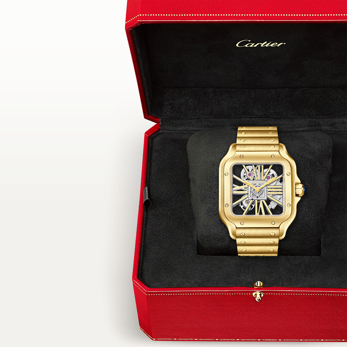 Santos de Cartier Large 18ct Yellow Gold Men’s Skeleton Dial Watch