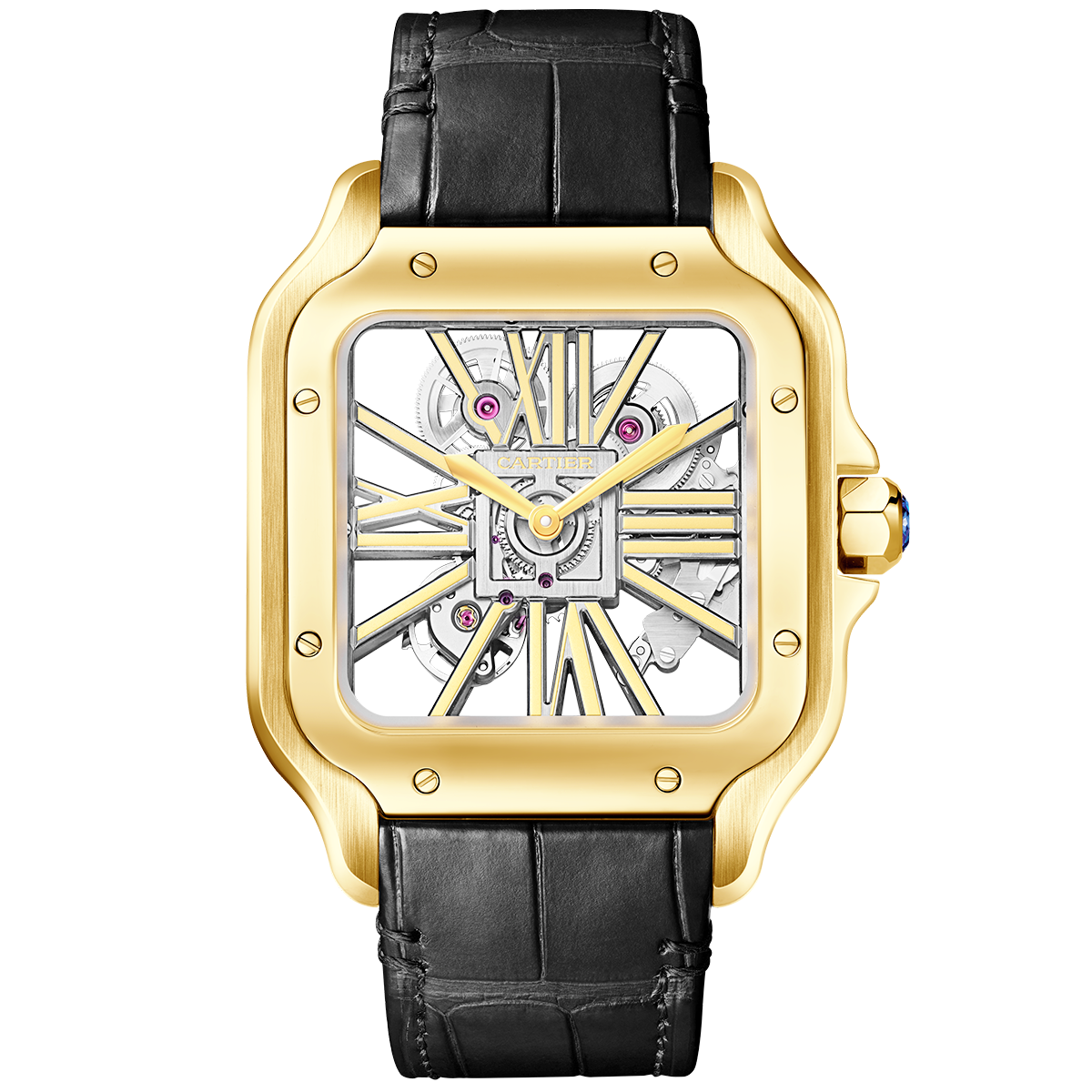 Santos de Cartier Large 18ct Yellow Gold Men’s Skeleton Dial Watch