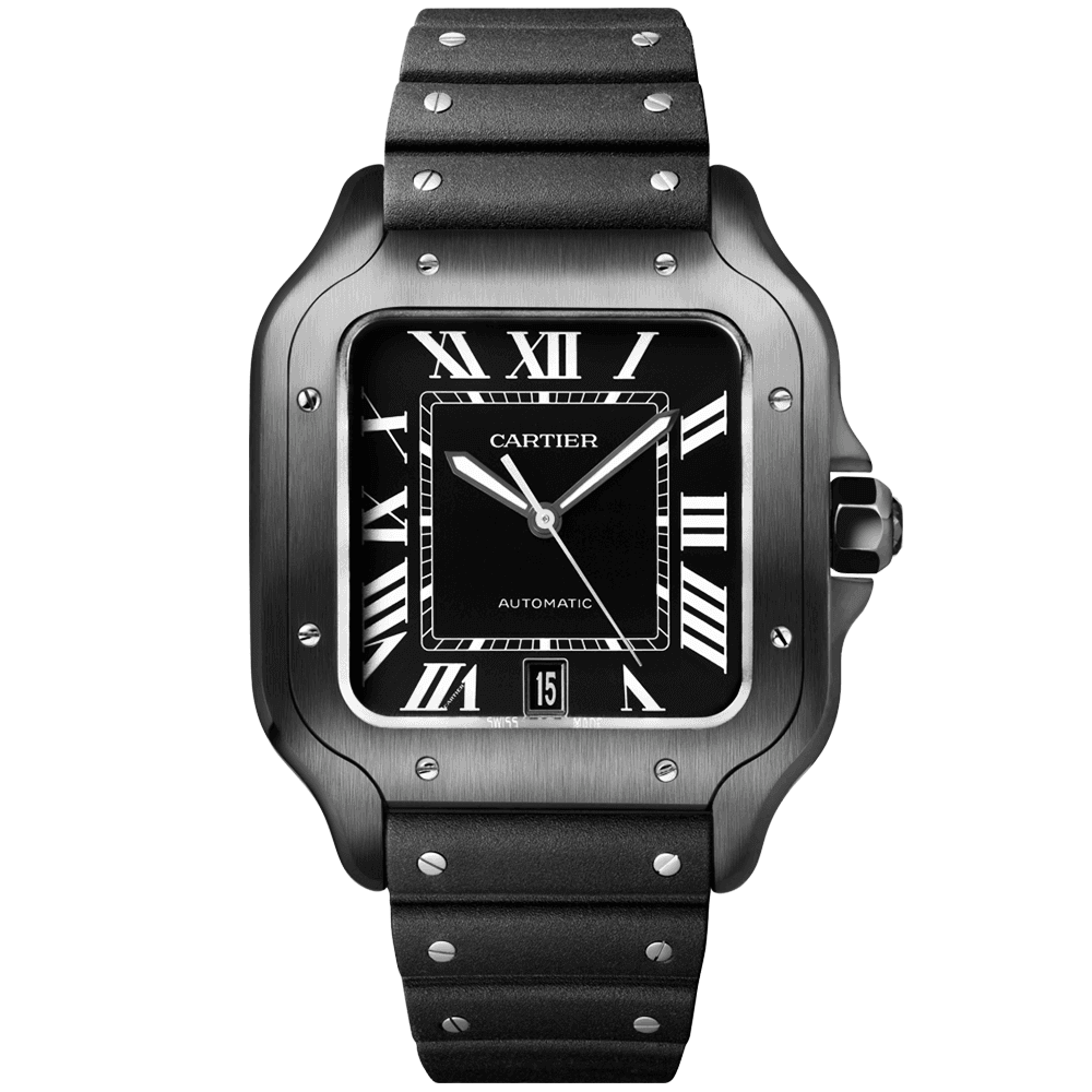 Santos de Cartier Large ADLC Black Dial & Strap Men’s Automatic Watch